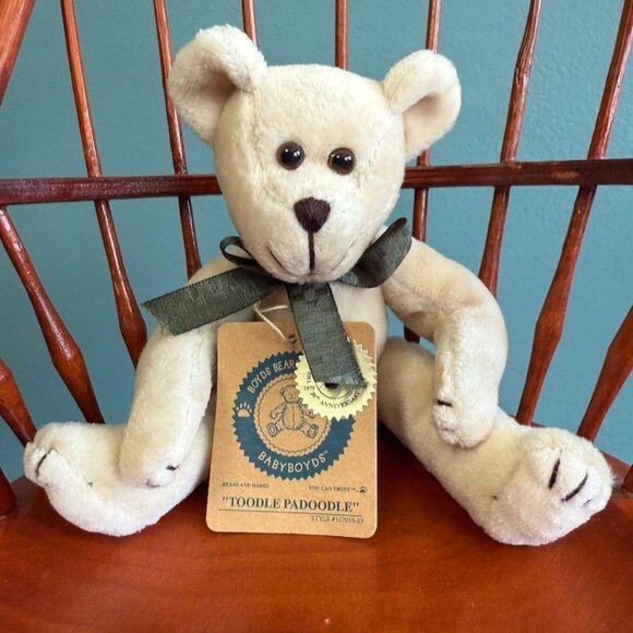 Vtg 90s Boyds Bear Toodle PaDoodle 517010-03 Ivory W/ Tags Green Ribbon 7" Joint - Picture 1 of 6